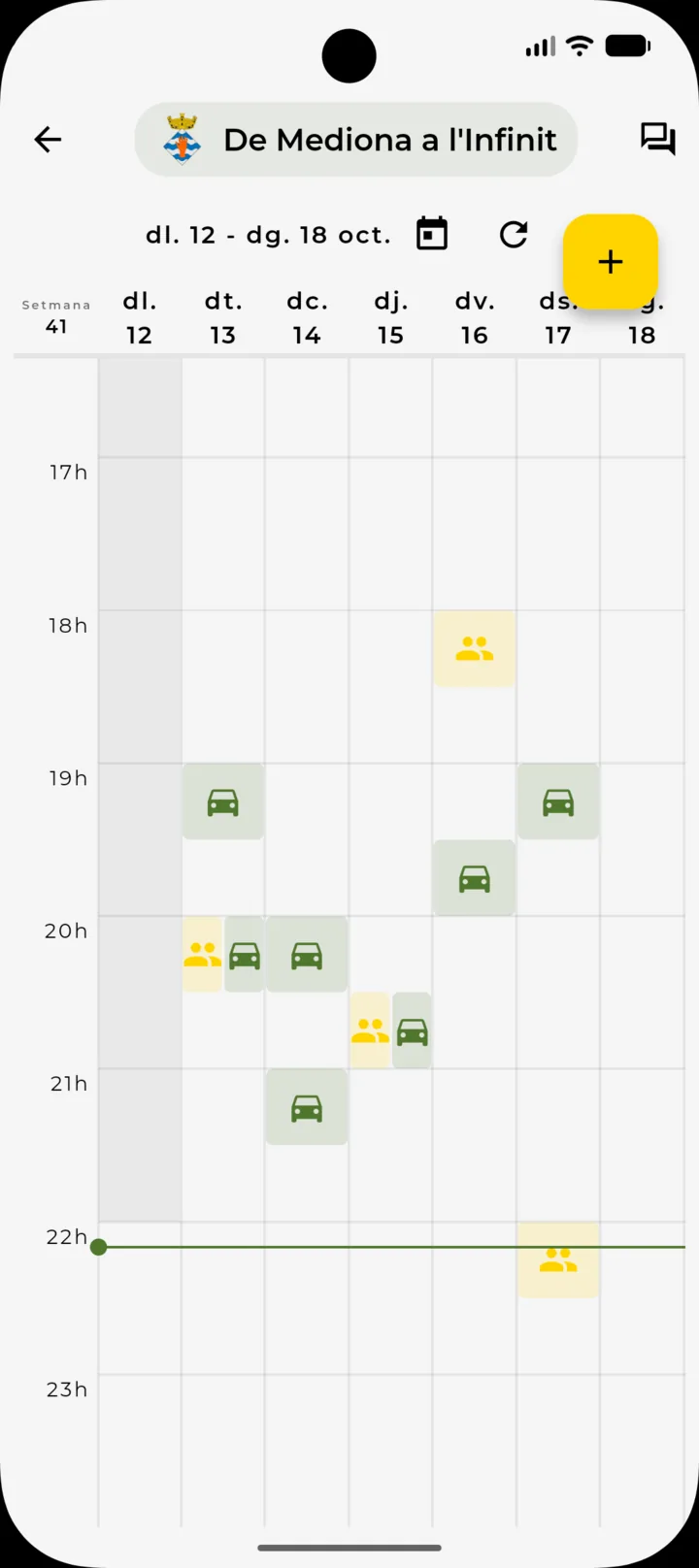 Calendari setmanal amb els trajectes de la comunitat